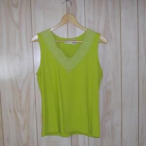 Chico's Lace Trim V-Neck Sleeveless Stretchy Top M